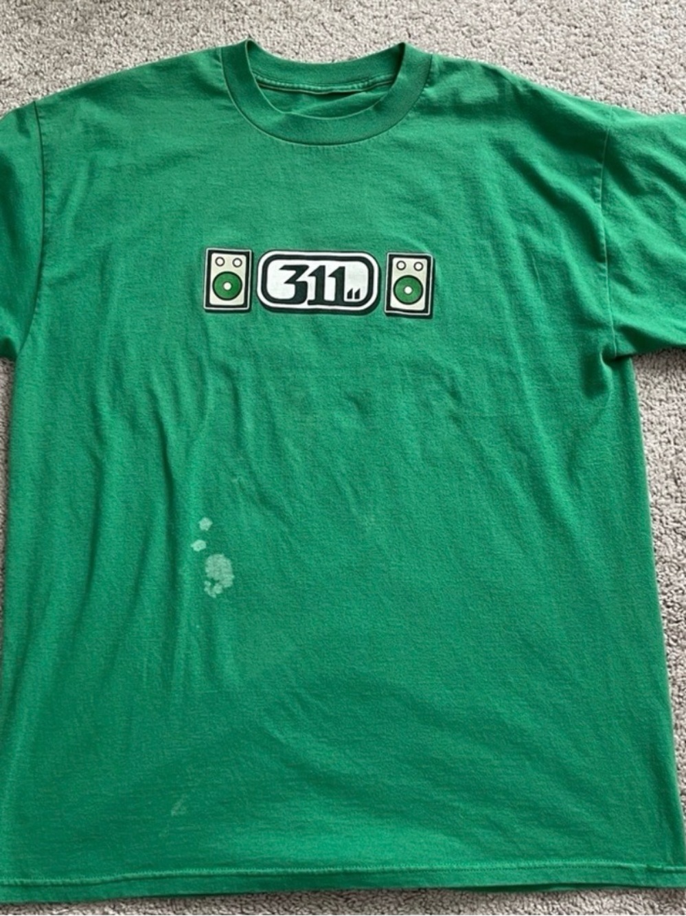 Vintage 311 Soundsystem Tour T-Shirt Green 1999–2000 size XL 22.5”